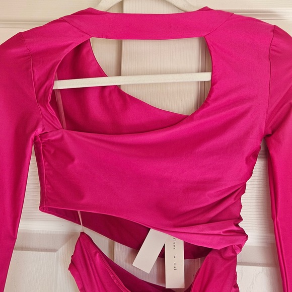 Fleur du Mal Asymmetric Wrap Bodysuit XS New with Tag Barbiecore - Picture 9 of 13